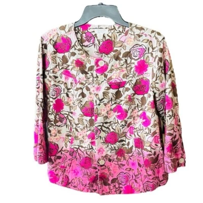 Christopher & Banks Mujer Rosa Botón Vaqueros Chaqueta Manga 3/4 TALLA L Rosa Beige Foto 1 de 4