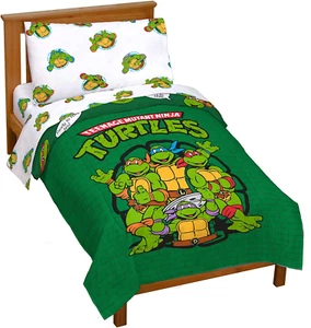 Teenage Mutant Ninja Turtles 4 Piece Toddler Bed Set Comforter & Sheet Set New - Picture 1 of 7