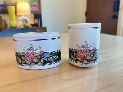 RARO Croscill Granada Taza de Agua y Soporte para Cepillo de Dientes Diseño Floral DE COLECCIÓN Foto 1 de 4