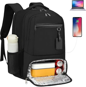 Lunch Backpack 17.3 Inch Laptop Backpack with USB Charging Port Waterproof Trave - Picture 1 of 9