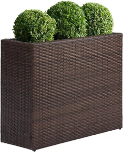 Tall Rectangular Planter with Removable Liner, All-Weather PE Rattan Large Moder - Picture 1 of 6