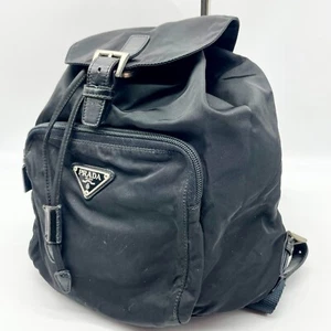 Prada Backpack bag Black Nylon Triangle logo hardware 52 Authentic - Picture 1 of 23
