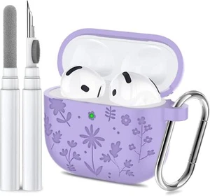 Compatible with AirPods 4th Generation Case Cover with Cleaner Kit, Flower Engra - Picture 1 of 13