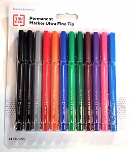 TRU RED Pen Permanent Markers Ultra Fine Tip Asst 12/Pack TR54531 - Picture 1 of 8