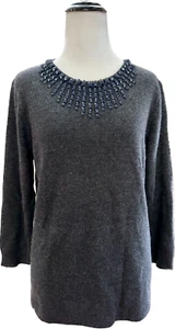 NWT J.Crew Embellished Jeweled Starburst Sweater Charcoal Gray Size Small - Picture 1 of 6