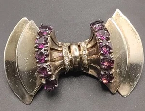Reinad Sceptron Sterling Purple Rhinestone 1940's - Picture 1 of 7