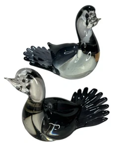 Murano Italy Smoky Gray Glass Dive Pair Vetro Artistico Veneziano Very Good - Picture 1 of 14
