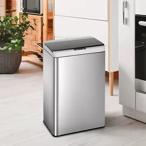 13 Gallon 50 Liter Automatic Touch Free High-capacity Stainless Steel Waste Bin - Picture 1 of 8