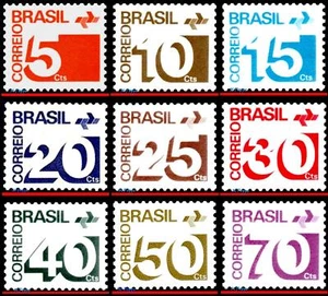 1248-56 BRAZIL 1972 1973 1974 1975 NUMERALS, POST OFFICE EMBLEM,SET COMPLETE MNH - Picture 1 of 2