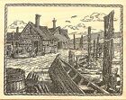 BOAT DOCKS HOUSE SCENE Wood Mounted Rubber Stamp Impression Obsession H1988 NEW