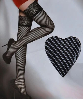 Schwarze Strapsen Stockings Halterlose  Strümpfe Netz - Bild 1 von 2