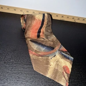 Bugatti Abstract Art Tie Mens 100% Silk Multicolor Vintage Pattern Made in USA - Picture 1 of 3
