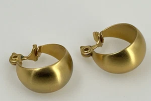 Gold Tone Chunky Hoop Clip On Earrings - Picture 1 of 5