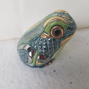 RINCONADA Artesania FROSCH Figur Platin Goldrand Handarbeit schwer grün - Bild 1 von 10