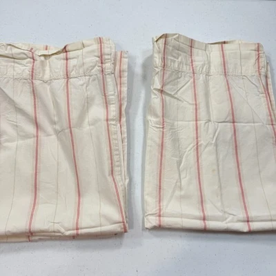 woolrich pillowcase standard pair red stripes 100% cotton traditional - Image 1 of 4