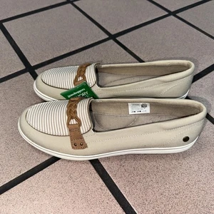 NWT Grasshoppers Womens Windsor Knot Shoes Size 8.5 Braid Canvas Stripe Slip Ons - Picture 1 of 5