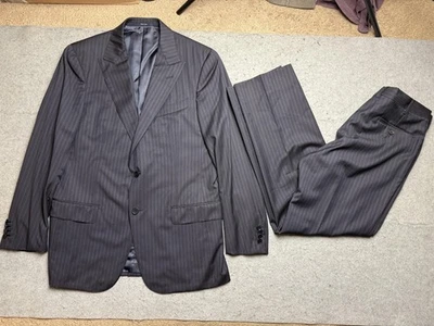 Traje Ermenegildo Zegna Para Hombre 42R Gris Rayas Toda Temporada Lana Hecho en Italia Foto 1 de 4