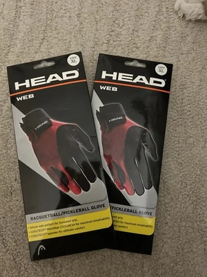 HEAD UNISEX 2 x black/red racquetball/pickleball glove, SZ LEFT HAND XL, BNIB* - Image 1 of 2