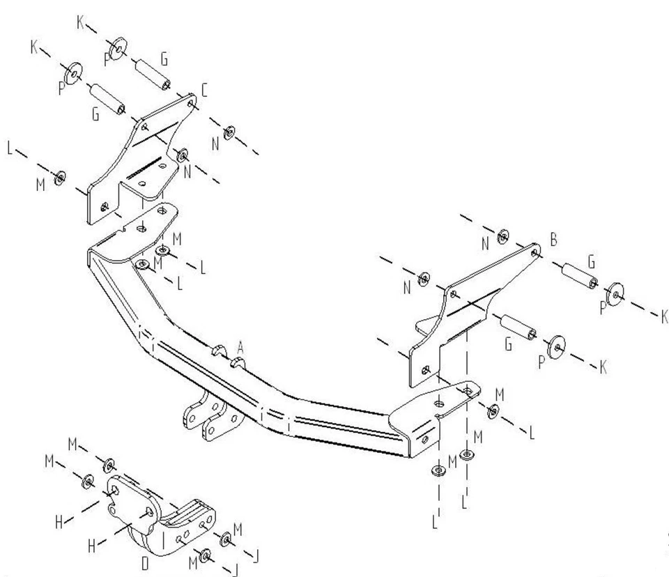 Barra de remolque automotriz con brida fija Towtrust para furgoneta Fiat Fiorino 2008 - en adelante Foto 1 de 4