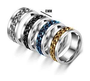 Edelstahl Ringe Geflochten Stressring Anti Stress Ring Panzer Drehbar Ring - Bild 1 von 6