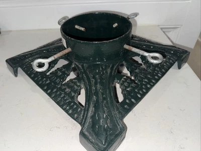 Vintage Square Cast Iron Christmas Tree Stand 14" x 14" Green Enamel Finish - Image 1 of 4
