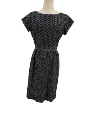 Vtg 50s Grey Eyelet Lace Wiggle Dress Wool Feel 27w Rockabilly Hourglass - Image 1 of 4