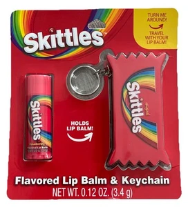 Skittles Strawberry Flavored Lip Balm & Keychain Set Taste Beauty *Cruelty Free* - Picture 1 of 2