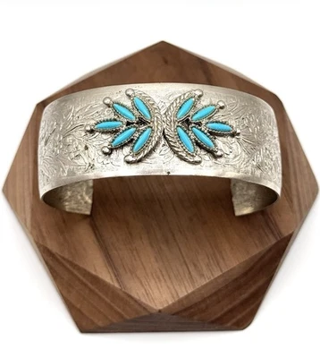 Brazalete vintage tono plata imitación turquesa Foto 1 de 4