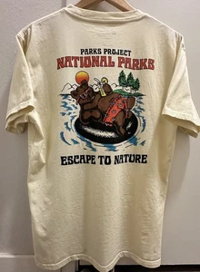 Parks Project Escape To Nature Mens Size M Medium Off White Cotton T-Shirt - Picture 1 of 7