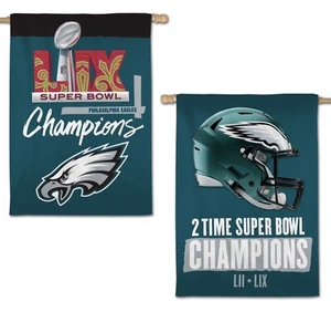 SUPER BOWL 59 CHAMPIONS PHILADELPHIA EAGLES VERTICAL FLAG 2 SIDED 28" X 40" πΊπΈ - Picture 1 of 1