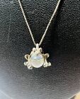 Sterling Silver Crystal Ball Frog Pendant Necklace 18”