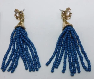 New Baublebar Blue Beads Tassel Drop Dangle Earrings Gift Fashion Women Jewelry - Picture 1 of 5