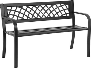 45.5'' Black Metal Garden Bench – Patio Park Seat w/ Armrests, Weather-Resistant - Picture 1 of 12