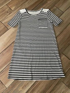 Maglione Mudd bambina taglia 16 1/2 manica corta dettaglio uncinetto vestito righe - Foto 1 di 4