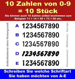 10 Zahlen ab 1 - 28 cm Briefkasten Haustür Hausnummer Zahl Nummer Startnummer  - Bild 1 von 3