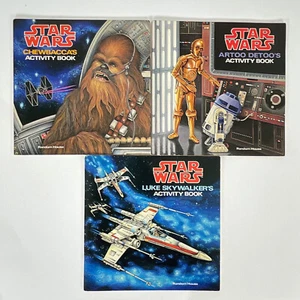 Lot of 3 Star Wars Activity Book Books 1979 Chewbacca Luke Skywalker Artoo Detoo - Picture 1 of 11