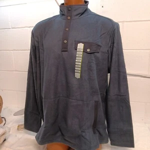 Duluth Trading Men’s Doubleback Fleece Size L Pullover Mock Neck Pocket NAVY - Picture 1 of 3