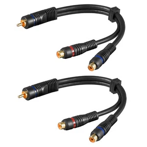 2 Stück Goobay® Cinch Y-Kabel Y Adapter Verteiler Subwooferkabel Chinch CAR Hifi