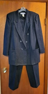 Vtg Norton McNaughton Career Suit Dark Green Wool Blend Lined Waist 30" - Picture 1 of 12