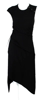 PROENZA SCHOULER Black Crepe Asymmetrical Midi Sheath Dress 10 - Image 1 of 4