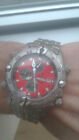 Festina Chronograph Alarm Titanium 6574/4 Red Dial Vintage Uhren NOS Montre
