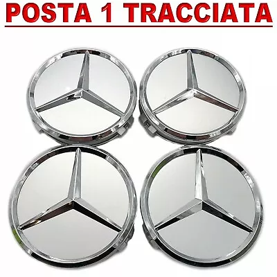 4 Tappi Coprimozzo 75mm Per Mercedes Cerchi In Lega A B E Cla Clk Gla Cls Ml S E • 14.79€