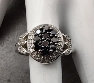 Nachlass QVC Affinity Sterlingsilber schwarz & klar Diamant Heiligenschein Ring Größe 8,75 - Bild 1 von 14