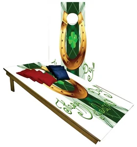 IRISH Horshoe CORNHOLE BEANBAG TOSS GAME w Bags Game Board St Patricks Day - Picture 1 of 9