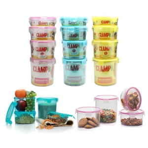 Food Containers Clip Lock Plastic Airtight Storage Lunch Boxes Kitchen Round - Picture 1 of 78