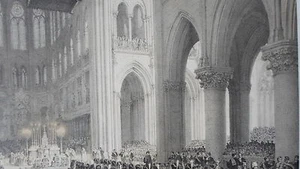 PARIS in seiner PRACHT TE DEUM gesungen NOTRE DAME LITHOGRAPHIE Original 19. Jh. - Bild 1 von 2