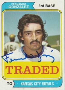 FERNANDO GONZALEZ KANSAS CITY ROYALS  SIGNED 1974 TOPPS TRADED CARD #649T