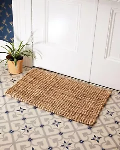 Alfombra de yute rústica 100% natural rectangular trenzado puerta delantera 60 x 90 cm - Imagen 1 de 6
