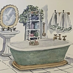 C. Winterle Olson Picture Wall Print Wood Frame Bathtub Bathroom Powder Room 11" - Picture 1 of 9