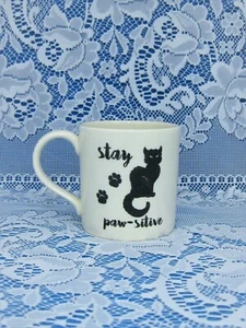 Taza de cerámica Royal Stafford Stay Paw-sitive gatito gato hecha en Inglaterra - como nueva - Imagen 1 de 2